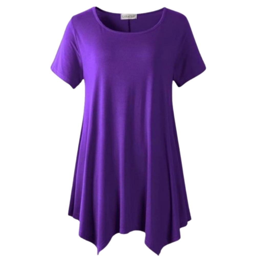 Larace Purple Sharkbite Hem Short Sleeve Top Size 2X